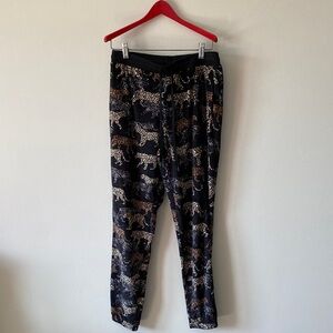 Secret Treasures Black and Beige Leopard Print Joggers